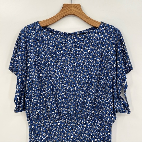 Ann Taylor Floral Dolman Sheath Midi Dress in Blue White Ditsy Floral Size 12 - Picture 7 of 12
